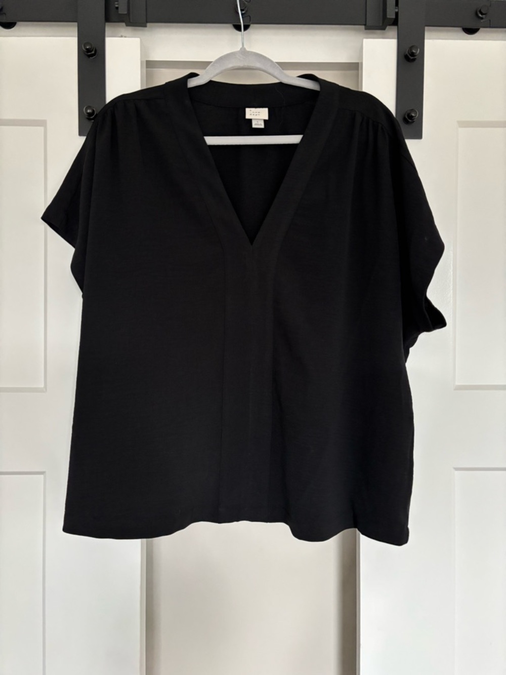 Black V-Neck Women's Top